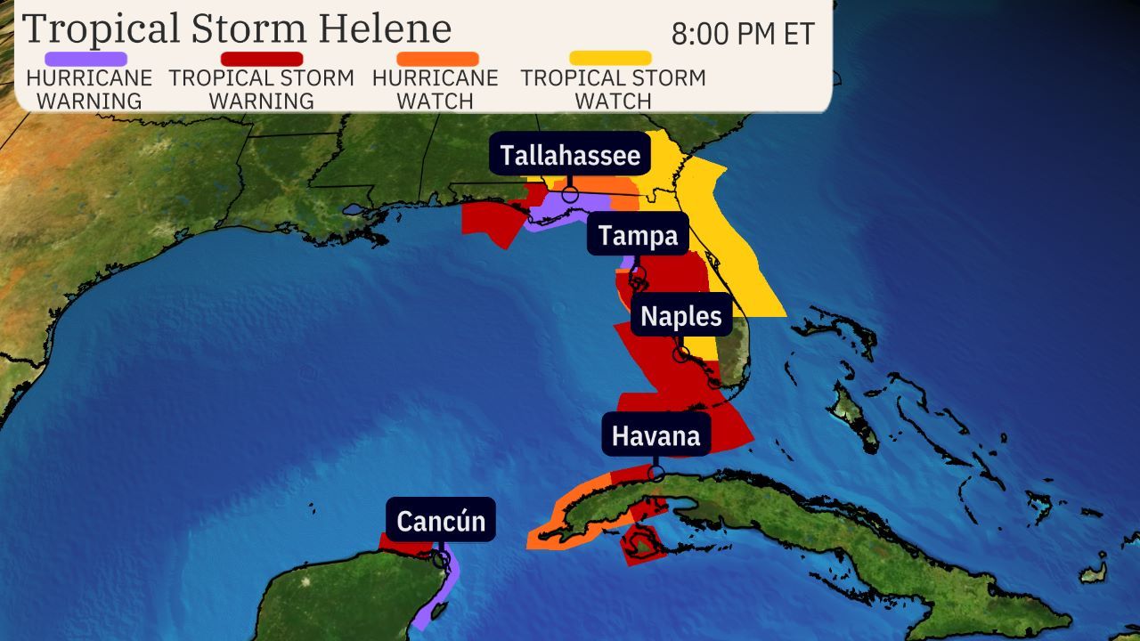 Tropical Storm Helene Grows Stronger as Florida Prepares for Impact