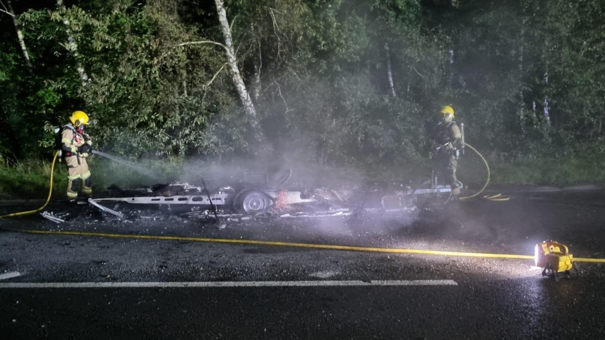 Devastating A5 Blaze Completely Destroys Caravan Near Oswestry