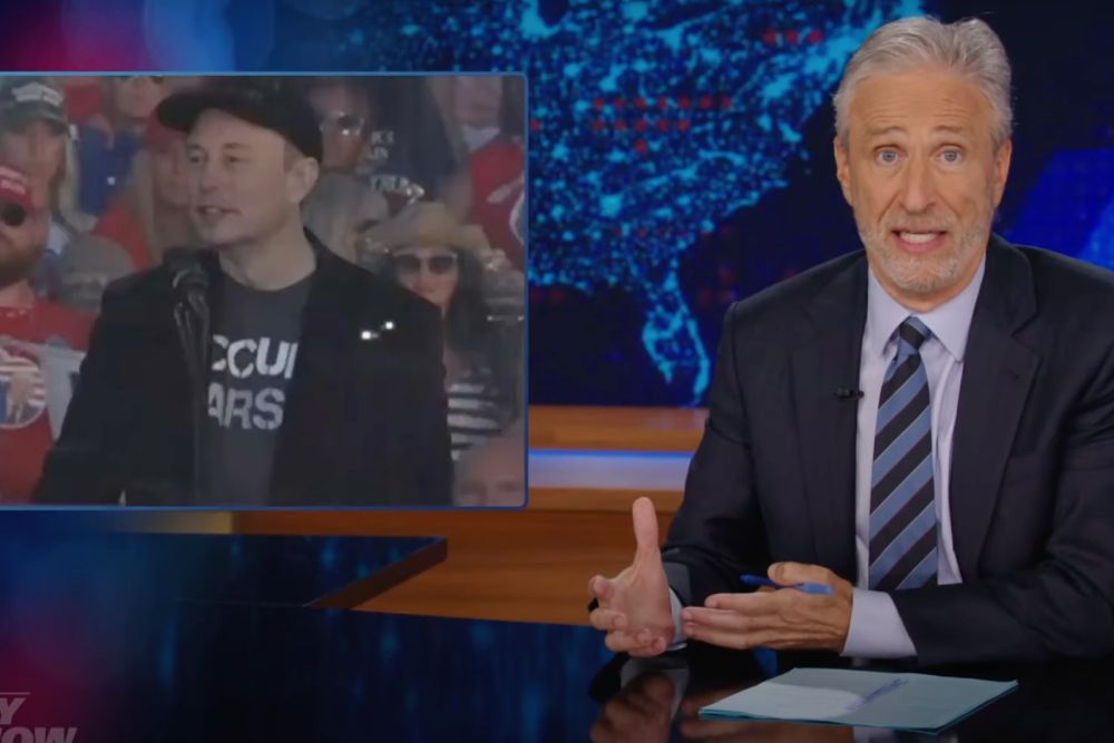 Jon Stewart Challenges Musk and Trump on Free Speech and Guns