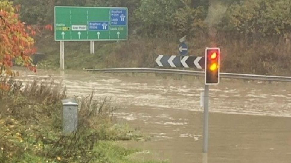 Flooding Disrupts Traffic at M62 Chain Bar Interchange